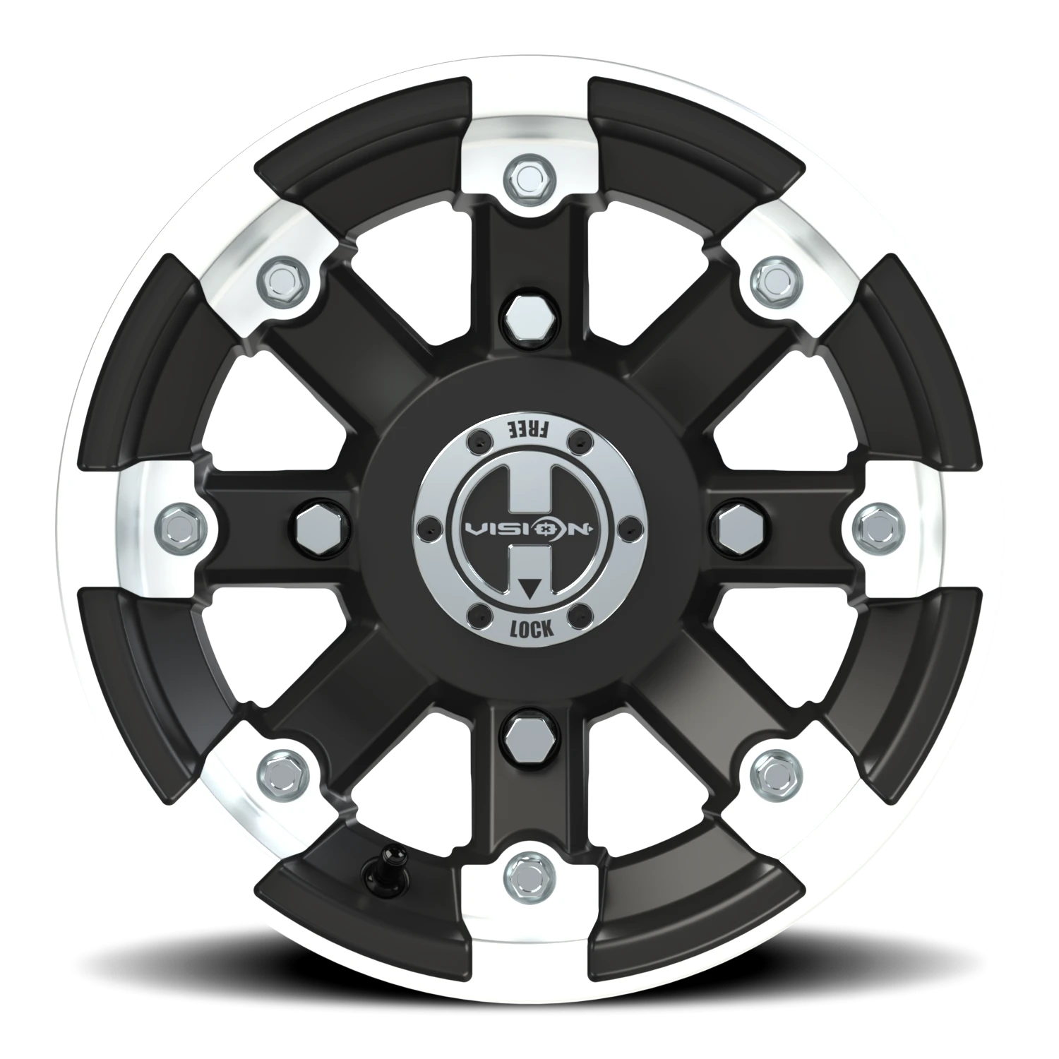 https://storage.googleapis.com/autosync-wheels/webp/Vision/393_Lock-Out-UTV-MBML_Matte_Black_Machined-Lip_4-lug_393-127156mbml4_0003.webp