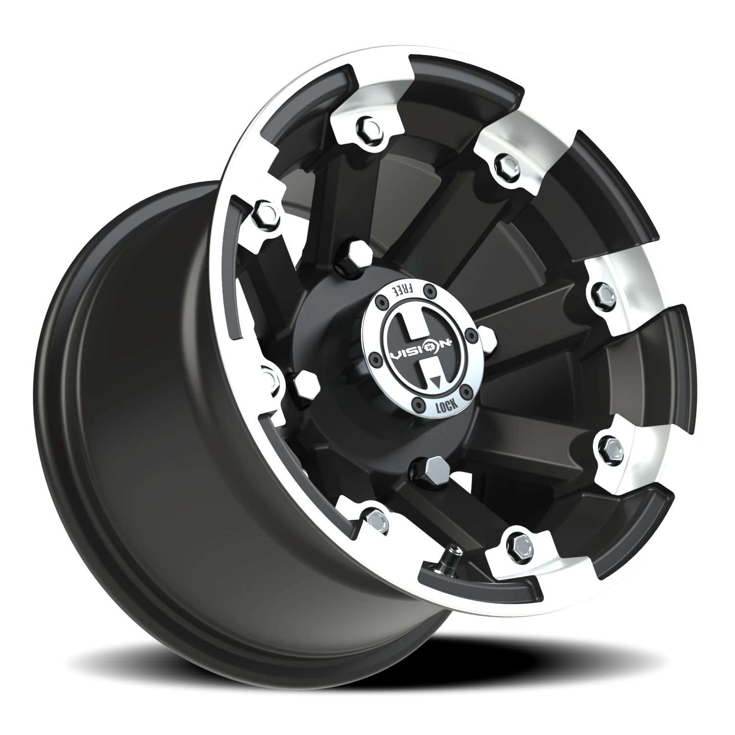 https://storage.googleapis.com/autosync-wheels/webp/Vision/393_Lock-Out-UTV-MBML_Matte_Black_Machined-Lip_4-lug_393-128136mbml4_0002.webp