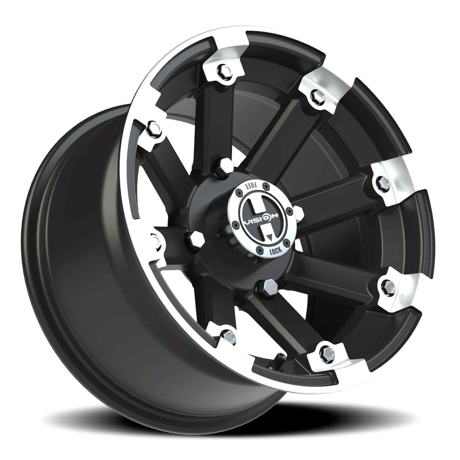 https://storage.googleapis.com/autosync-wheels/webp/Vision/393_Lock-Out-UTV-MBML_Matte_Black_Machined-Lip_4-lug_393-148136mbml4_0002.webp