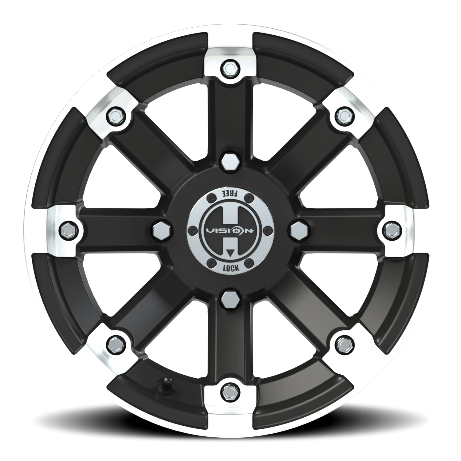 https://storage.googleapis.com/autosync-wheels/webp/Vision/393_Lock-Out-UTV-MBML_Matte_Black_Machined-Lip_4-lug_393-148136mbml4_0003.webp