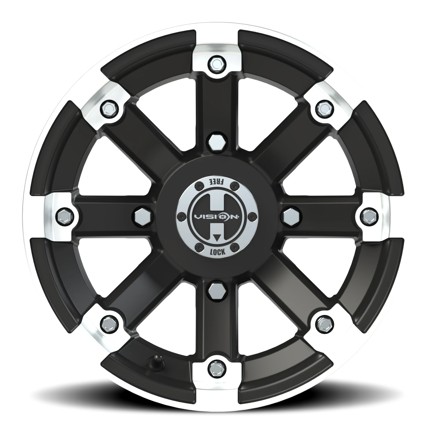 https://storage.googleapis.com/autosync-wheels/webp/Vision/393_Lock-Out-UTV-MBML_Matte_Black_Machined-Lip_4-lug_393-148156mbml4_0003.webp