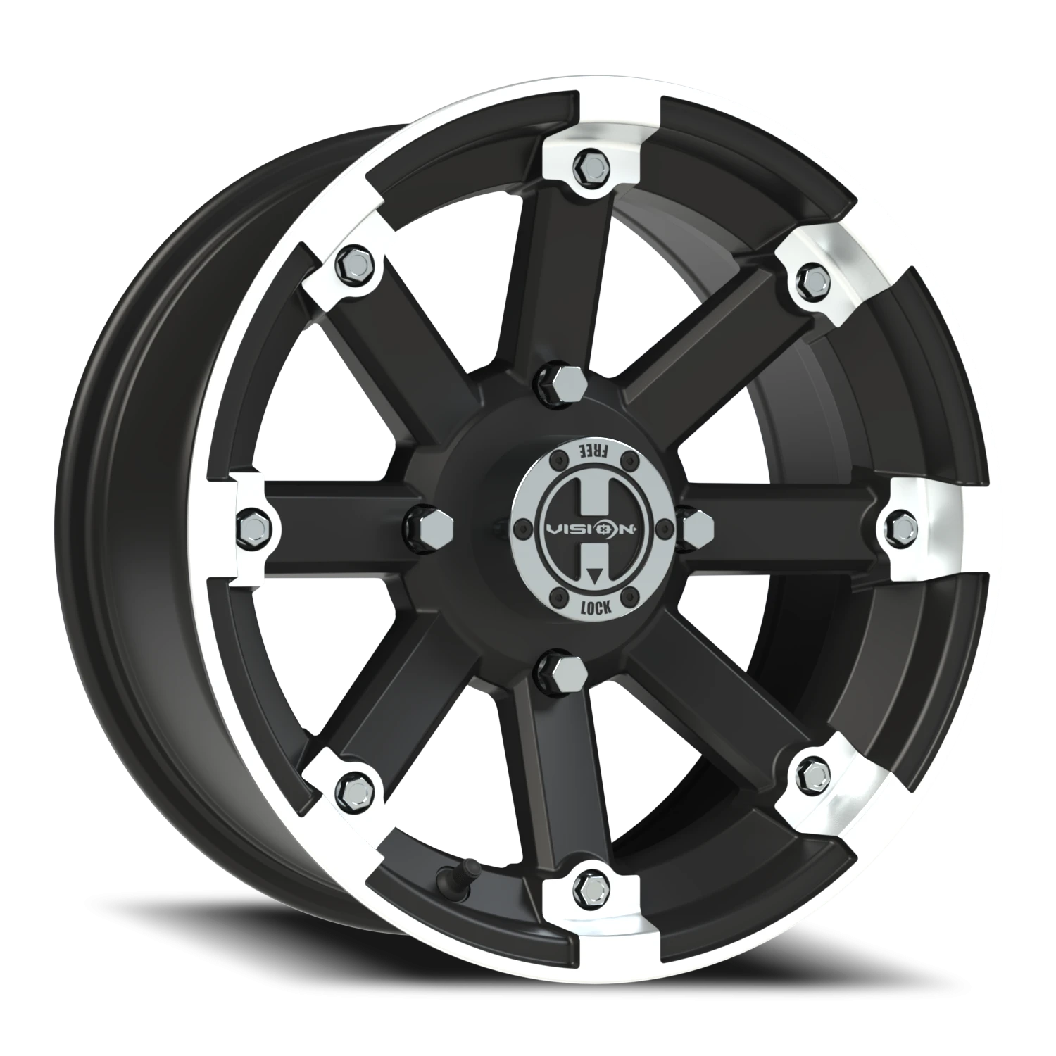 https://storage.googleapis.com/autosync-wheels/webp/Vision/393_Lock-Out-UTV-MBML_Matte_Black_Machined-Lip_4-lug_393-157136mbml4_0001.webp