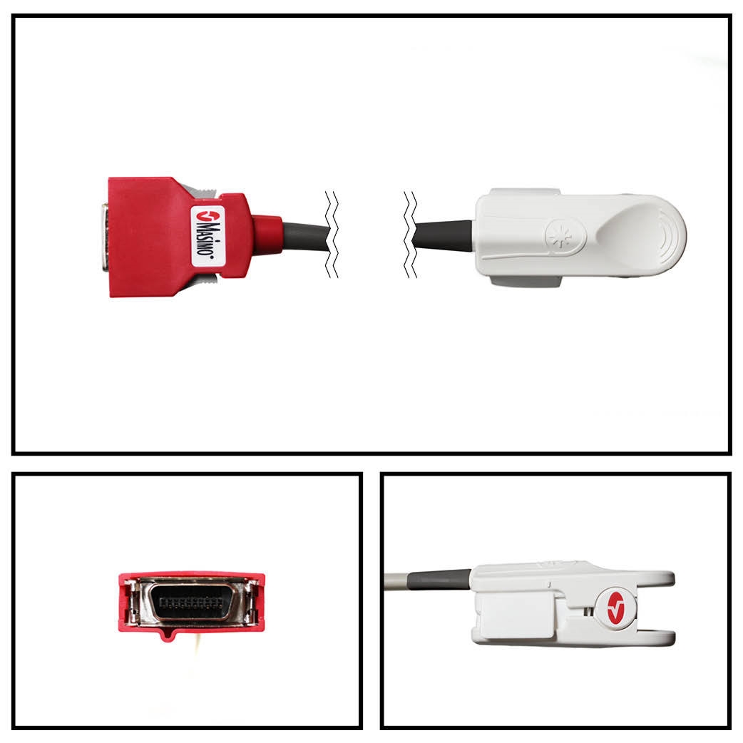 OEM Masimo SET 2054 Red DCI-dc12 Adult Hard Shell Finger SpO2 Sensor Red 20 Pin Connector 12FT/3.65M Cable