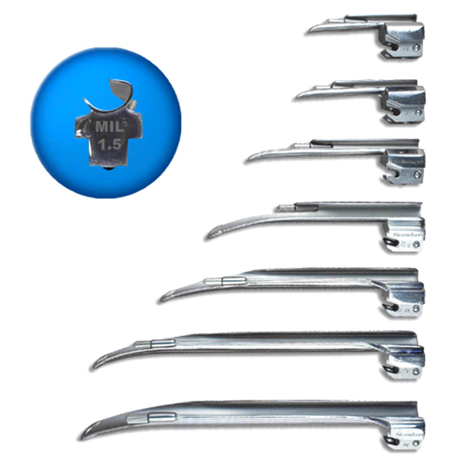 Sun-Med American Profile Conventional Illumination Miller Laryngoscope Blades