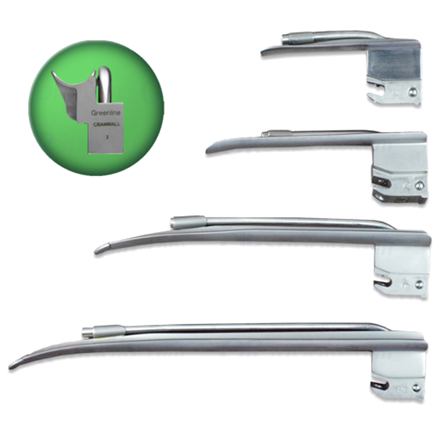 Sun-Med Greenline Cranwall American Profile Fiber Optic Laryngoscope Blades