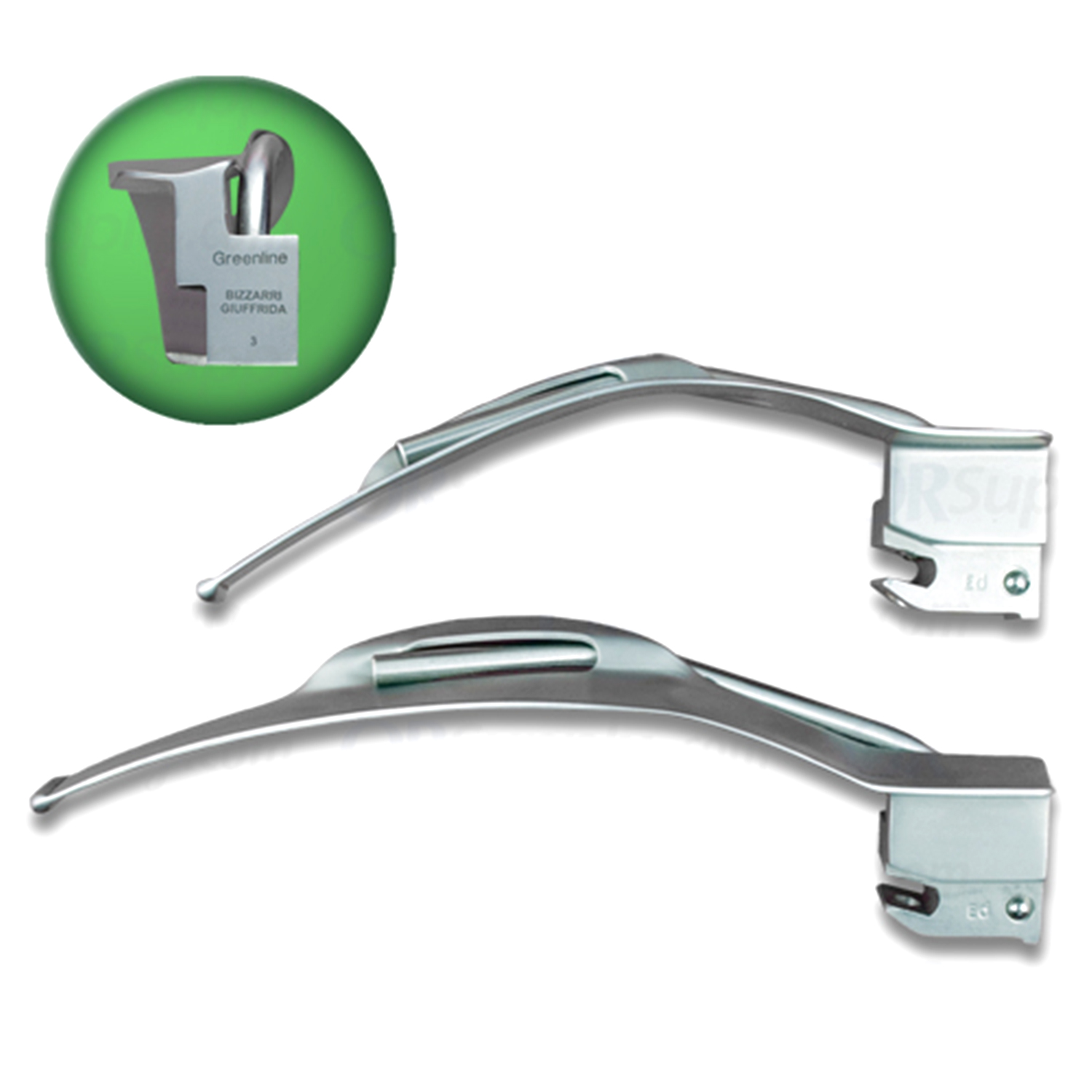 Sun-Med Greenline MacIntosh Flange-Less Fiber Optic American Profile Laryngoscope Blades