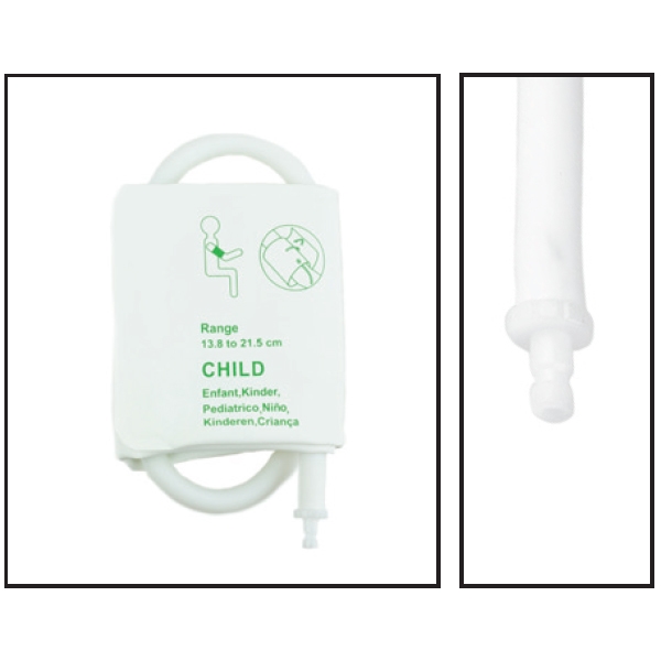 NiBP Single Tube 13.8CM-21.5CM / 3.2IN-8.5IN Pediatric Disposable TPU Blood Pressure Cuff Box of 5