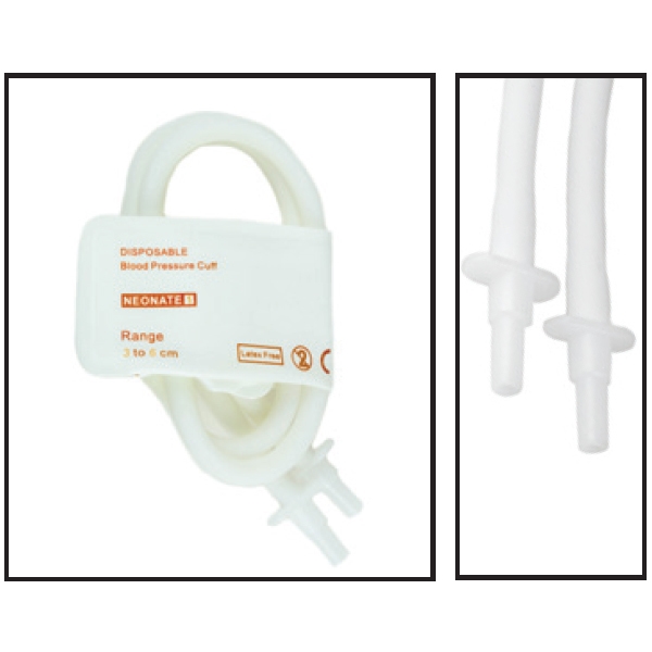 NiBP Disposable Cuff Double Tube Neonate Size 1 (3-6cm) - TPU (Box of 10)