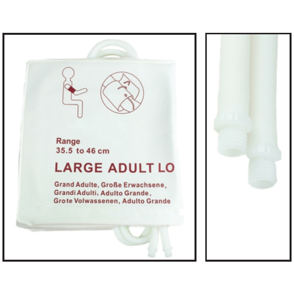 NiBP Double Tube 35.5CM-46CM / 14IN-18IN Large Adult Long Disposable TPU Blood Pressure Cuff Box of 5
