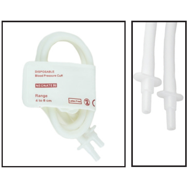 Avante Brand -  NiBP Double Tube 4CM-8CM / 1.6IN-3.2IN Neonatal Disposable TPU Blood Pressure Cuff Box of 10