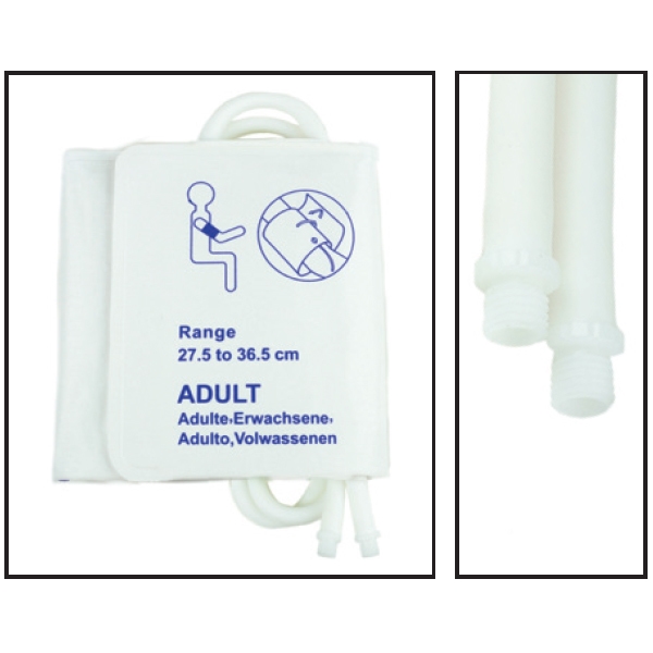 NiBP Disposable Cuff Double Tube Adult (27.5-36.5cm) - TPU (Box of 5)