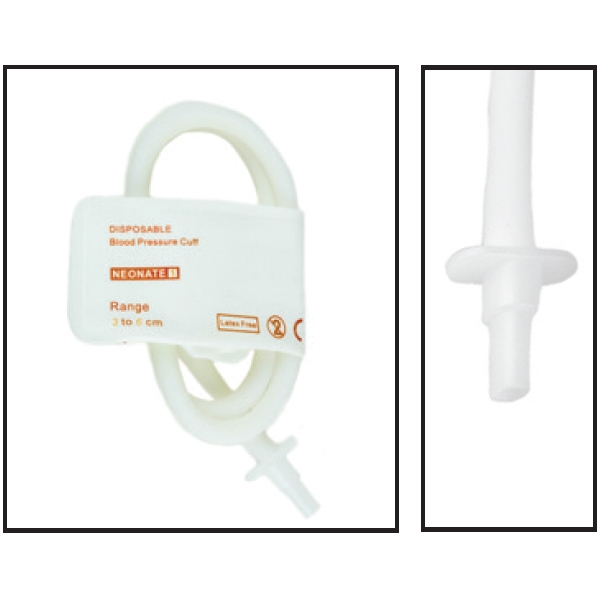 NiBP Single Tube 3CM-6CM / 1.2IN-2.4IN Neonatal Disposable Soft Fiber Blood Pressure Cuff Box of 10