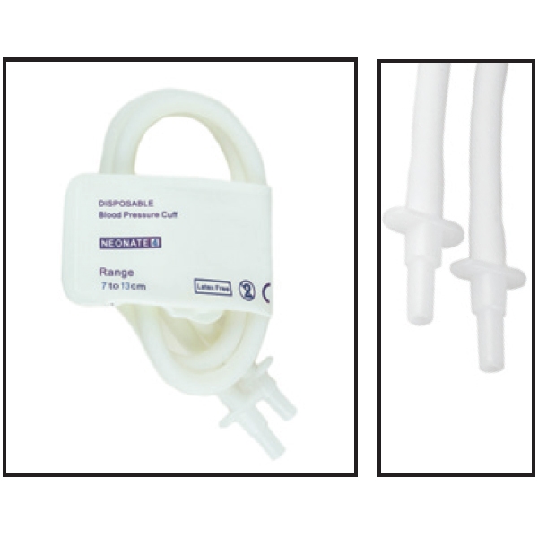 NiBP Disposable Cuff Double Tube Neonate Size 4 (7-13cm) - Soft Fiber (Box of 10)