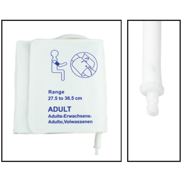 NiBP Single Tube 27.5CM-36.5CM / 11IN-14.5 Adult Long Disposable Soft Fiber Blood Pressure Cuff Box of 5