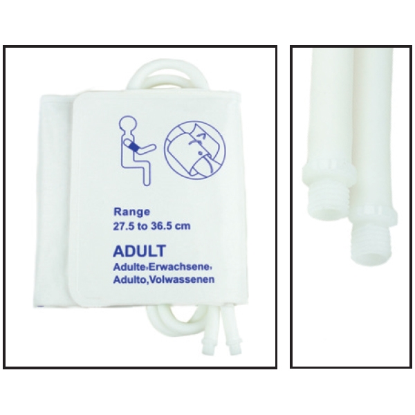 NBXX3374-NiBP Disposable Cuff Dual Tube Adult (27.5-36.5cm) - Soft Fiber (Box of 5)