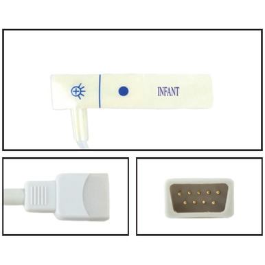 BCI Disposable Infant Foam Adhesive Digit Wrap SpO2 Sensors DB9 9 Pin Connector 1.5FT/.5M Cable BCI Compatible 24pk