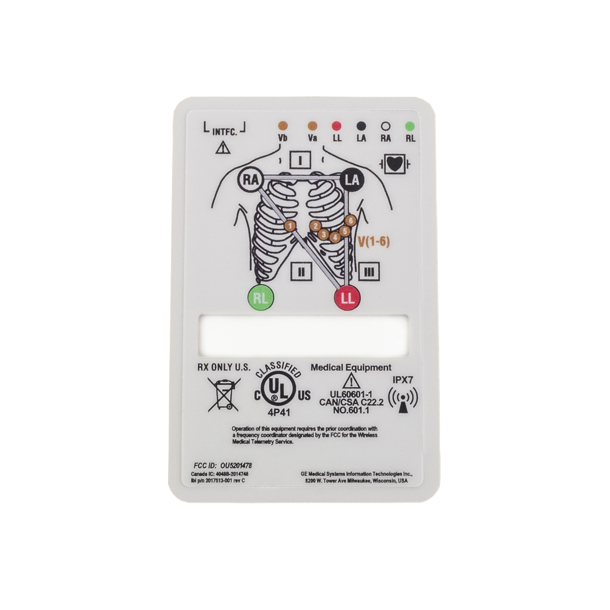 GE ApexPro CH Telemetry Transmitter Rear Back Overlay Label