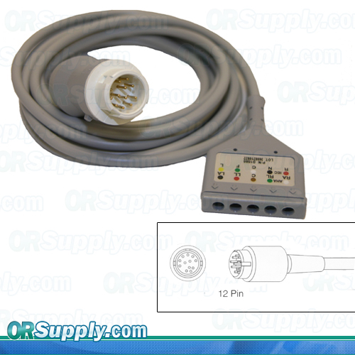 5导联心电图电缆12针惠普Codemasters和Merlin监视器
