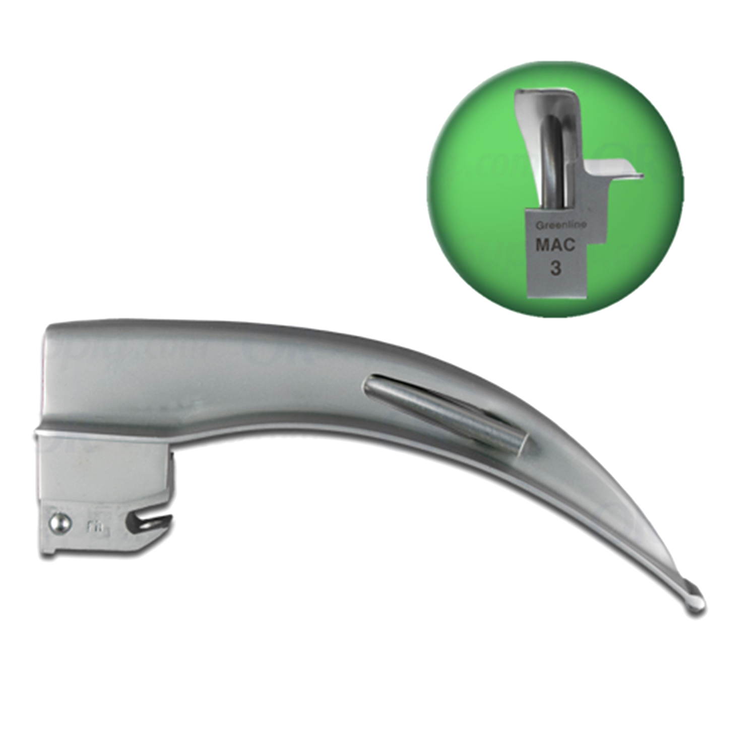 Sun-Med Greenline MacIntosh English Profile Left Hand Fiber Optic Laryngoscope Blade Size 3 (Adult)