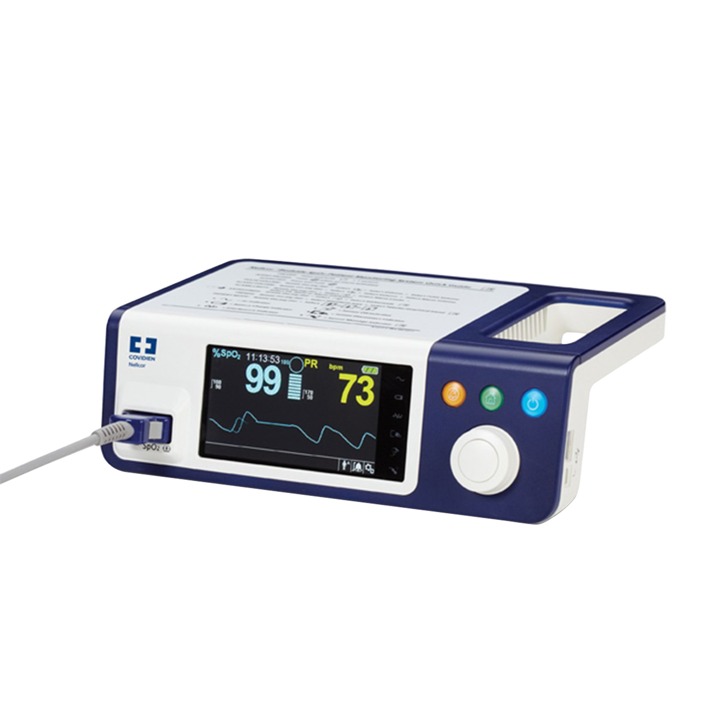 A photo of a bedside patient monitor in use at a medical surgical