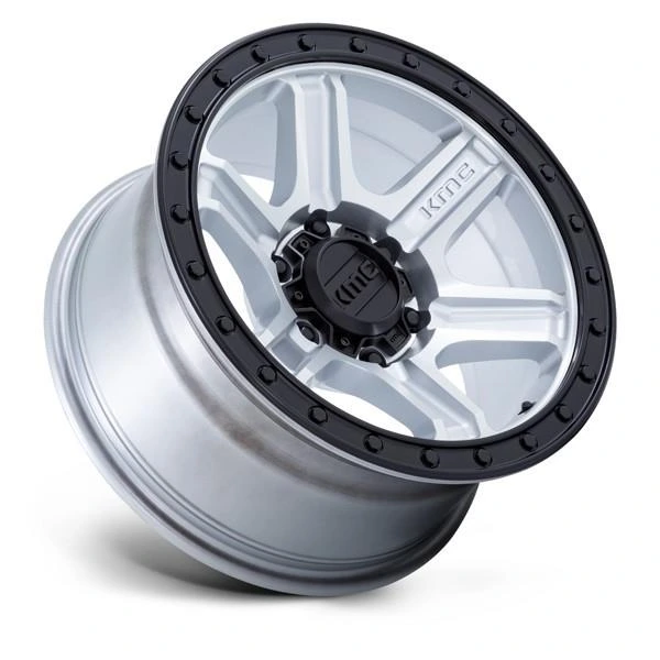 R18 x 9 6x139.7 ET18 CB106.1 KMC KM551 Outrun Machined With Gloss Black Lip