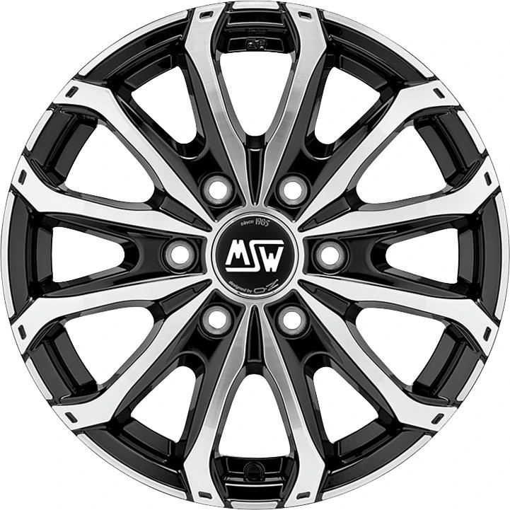 R16 x 6.5 6x130 ET62 CB84.1 MSW 48 Van 6 Holes Gloss Black Full Polished