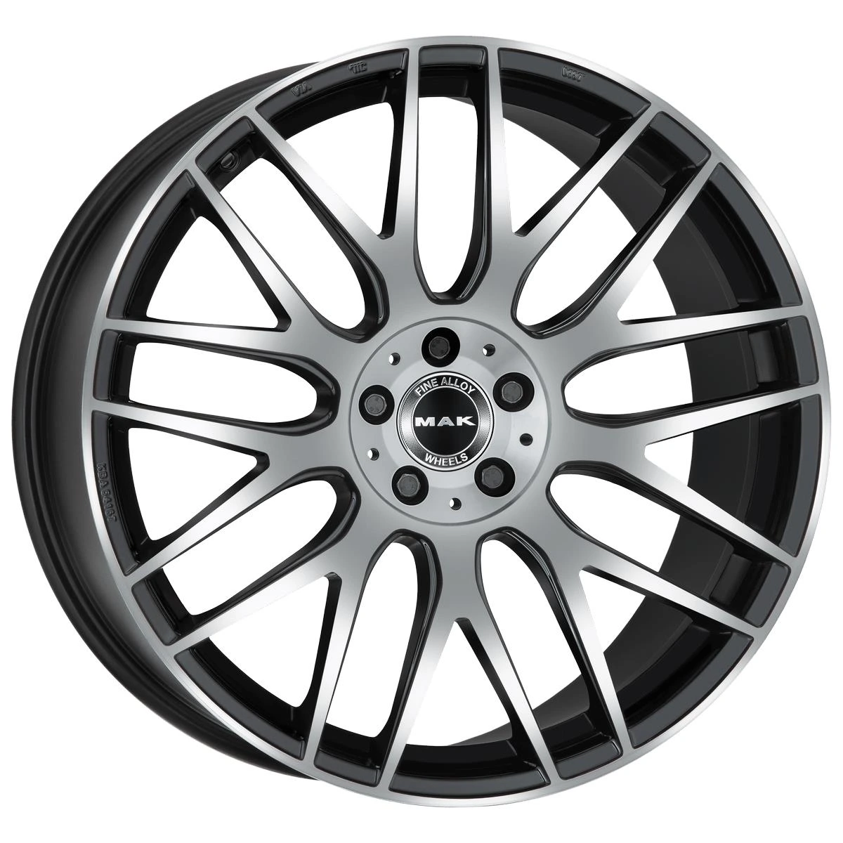 R20 x 9.5 5x112 ET22 CB66.6 MAK Arrow-D Black Mirror