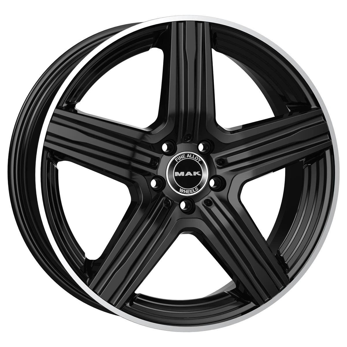 R20 x 8 5x112 ET30 CB66.6 MAK Lewis Gloss Black Mirror Ring