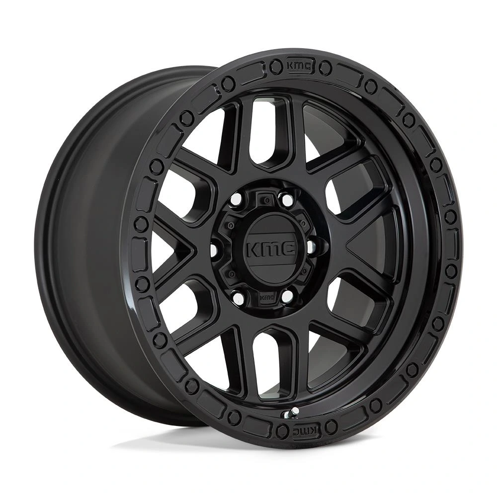 R17 x 9 6x114.3 ET18 CB66.1 KMC KM544 Mesa Satin Black With Gloss Black Lip