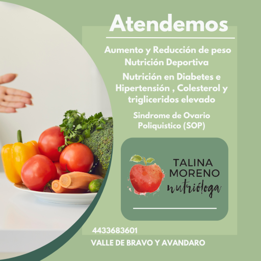 Talina Moreno Alanis NUTRIOLOGA EGRESADA DE LA UNIVERDIAD VASCO DE QUIROGA, CAMPUS MOLRELIA