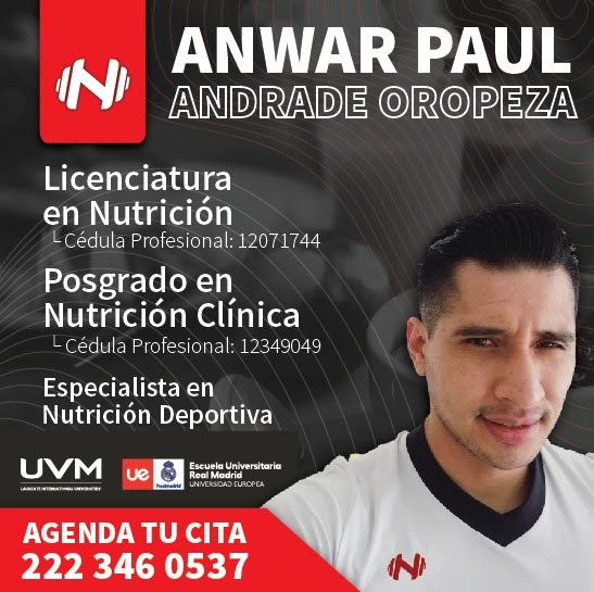 Anwar Paul Andrade Oropeza Posgrado en Nutrición Clínica, Posgrado en Nutrición Deportiva 