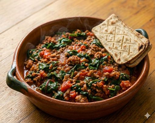 Picadillo de res molida con mix de vegetales verdes
