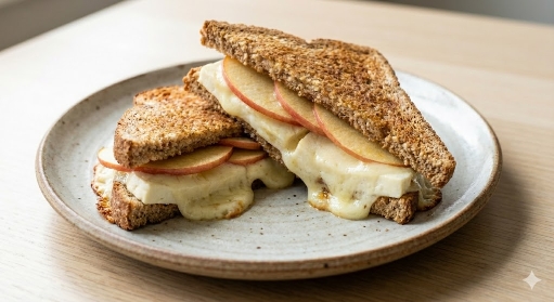 Sándwich de manzana y queso panela