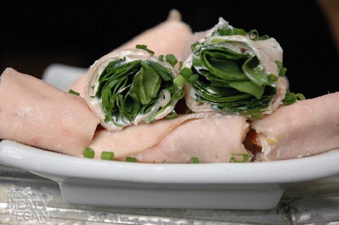 Rollito de pechuga de pavo con espinaca + melón de 116.5 Kcal