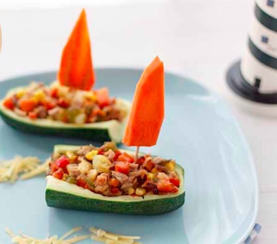 Calabacitas con atún y ensalada