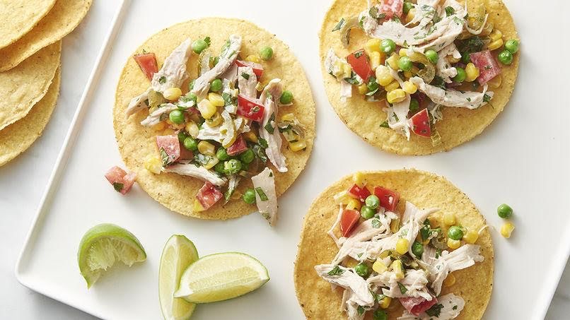 Tostadas de verdura y pollo