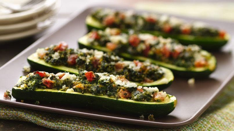 Calabacitas rellenas de lentejas y verdura de 182 Kcal