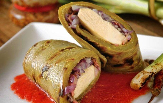 Nopales rellenos con pollo de 110 Kcal - Receta fácil en la app Avena