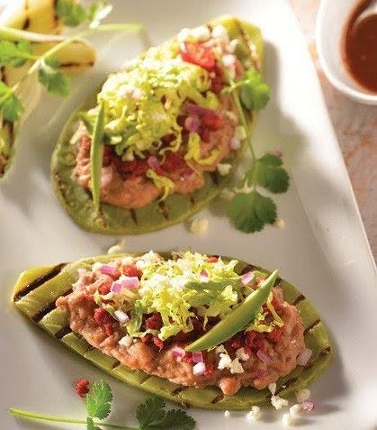 Huarache de nopal con frijol de 190 Kcal