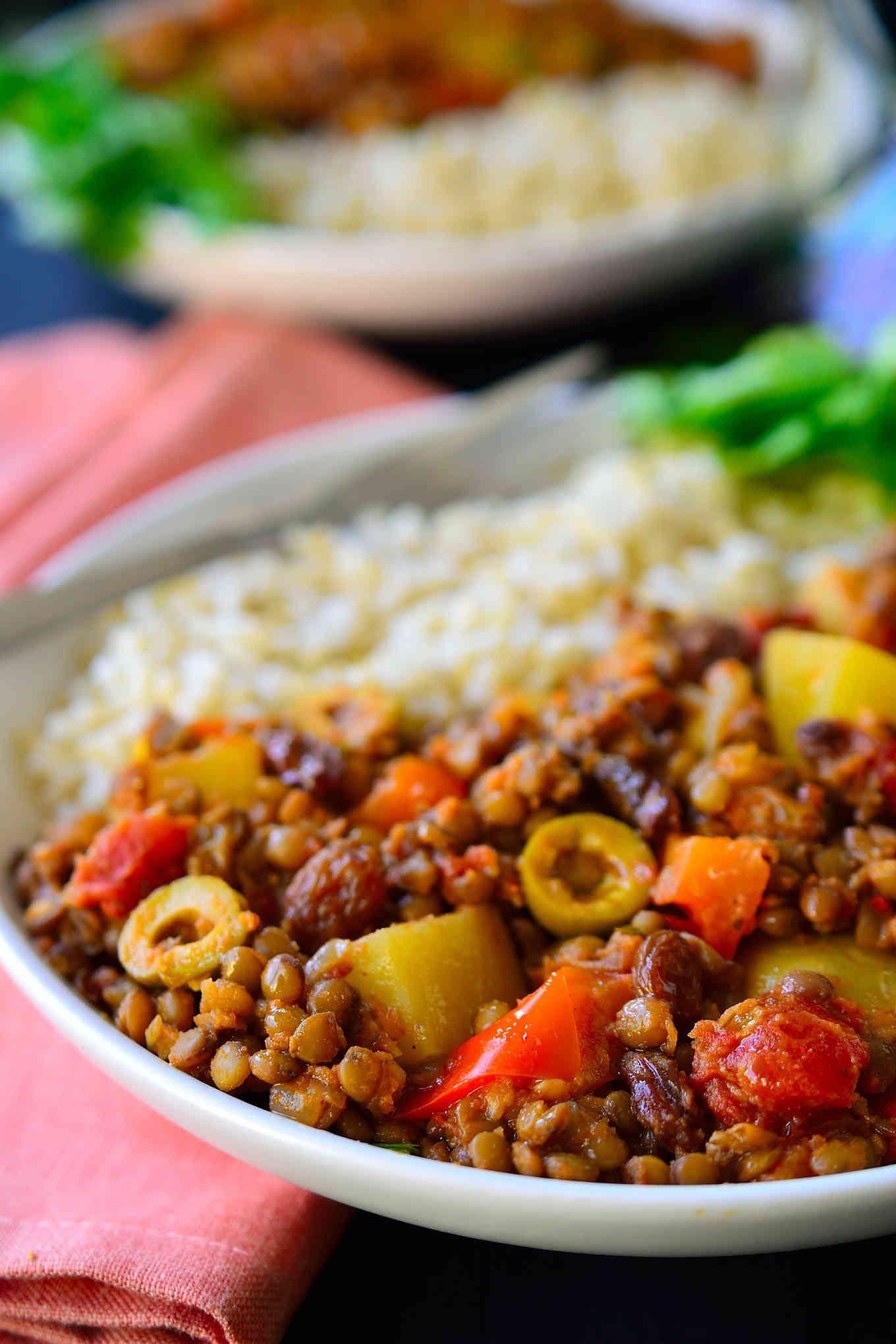 Picadillo de lentejas con queso de 295.1 Kcal