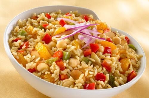 Bowl de arroz, garbanzo y pollo