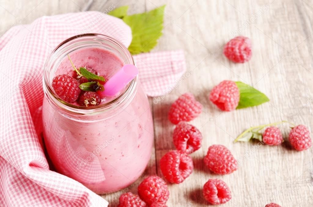 Licuado de frambuesa con amaranto y nuez