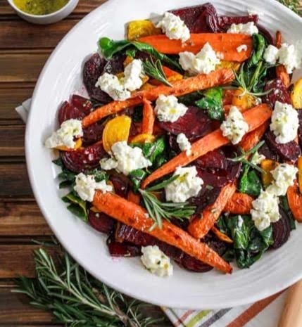 Verduras asadas con requesón