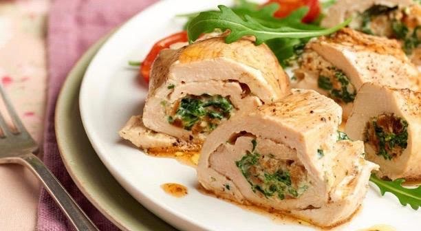 Rollitos de pollo de 196.2 Kcal