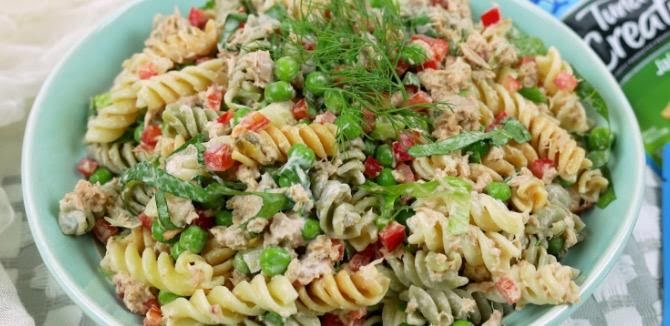 Ensalada de pasta integral con atún, receta saludable