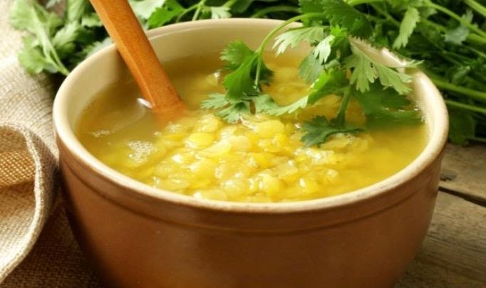 Sopa de lentejas y tofu