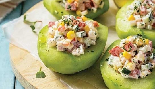 Chayote relleno de surimi por Avena Salud - Receta fácil en la app para  nutriólogos Avena