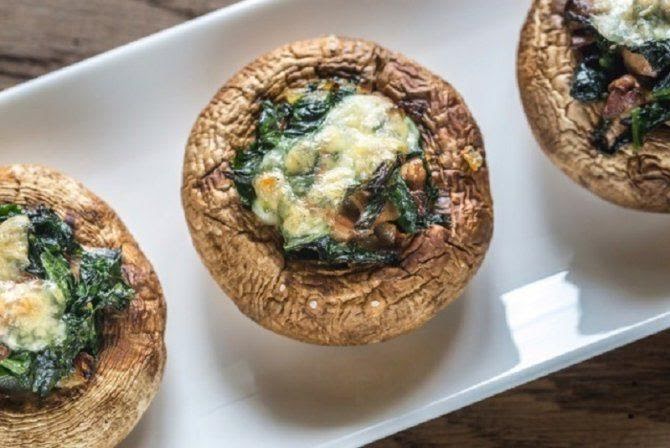 Portobellos rellenos de requesón y espinaca de  Kcal - Receta fácil en  la app Avena