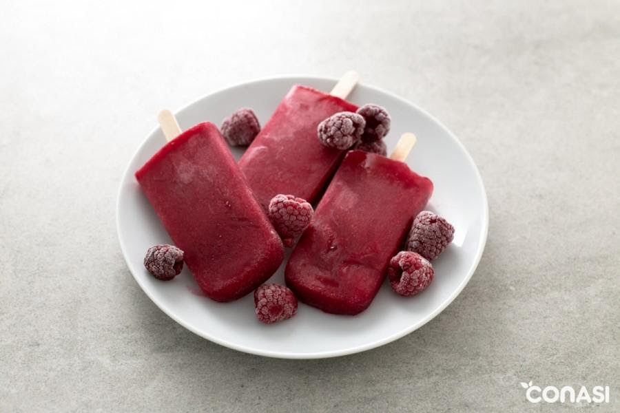 Paletas heladas de frambuesa de 167 Kcal