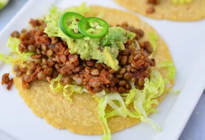 Tacos de lentejas de 256 Kcal